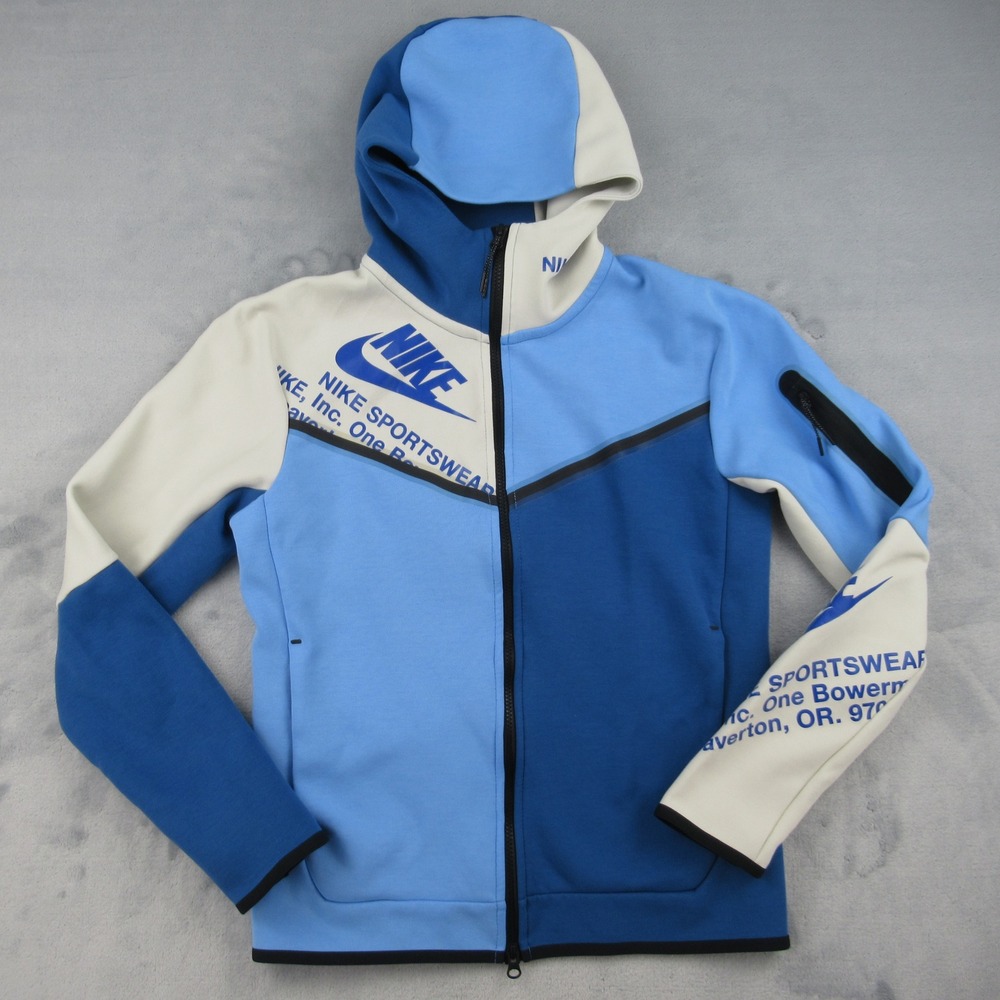 Nike Tech Fleece Full Zip Hoodie Mens Small Blue Colorblock DM6474-407